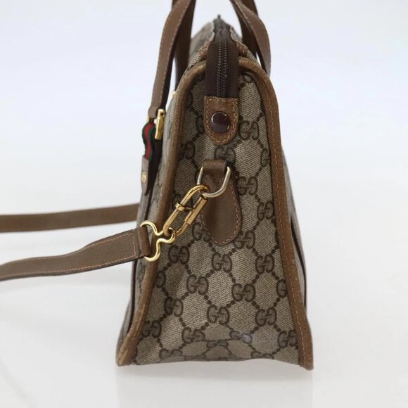 GUCCI GG Supreme Web Sherry Line Bag PVC 2way Beige Gold 41 02 039 Auth 142440 - Picture 7 of 16